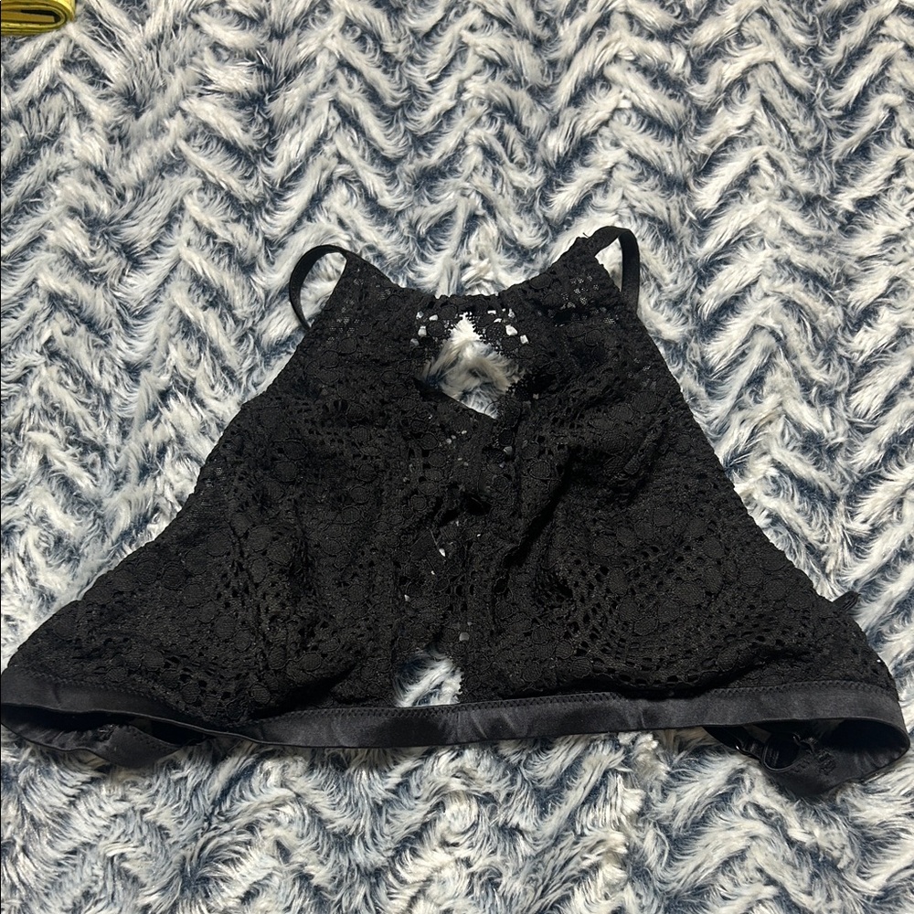 Victoria's Secret Black Lace High-Neck Bralette